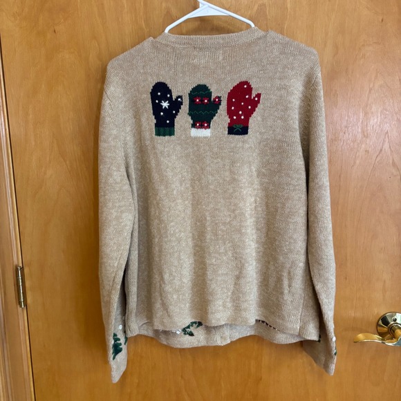 Holiday Lodge Christmas Cardigan Sweater Womens L Holiday Winter Moose Cabin - Picture 2 of 6